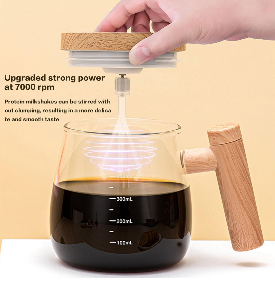 Self Stirring Coffee Mug, Glass Electric Self Mixing Cup with Lid & Handle, 400ml Auto Self Stirring Cup to Stir Coffee, Mixed Milk, Powder (400 ml)