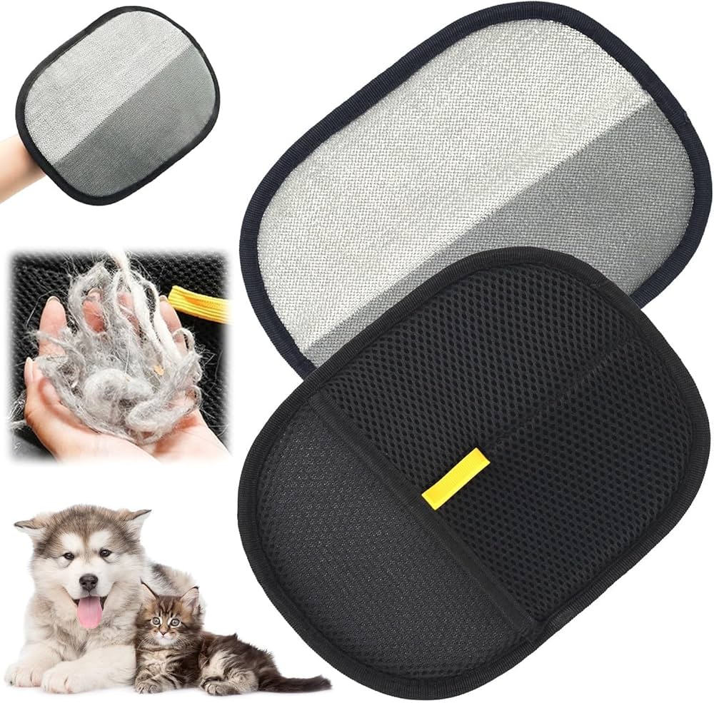 Pet Hair Removal Gloves, Static-Enhanced Pet Hair Removal Mitt, Reusable Grooming Mitt Cleaning Glove for Furniture, Carpets, Car Seats & Gentle Massage for Dogs Cats (23.5x18cm)