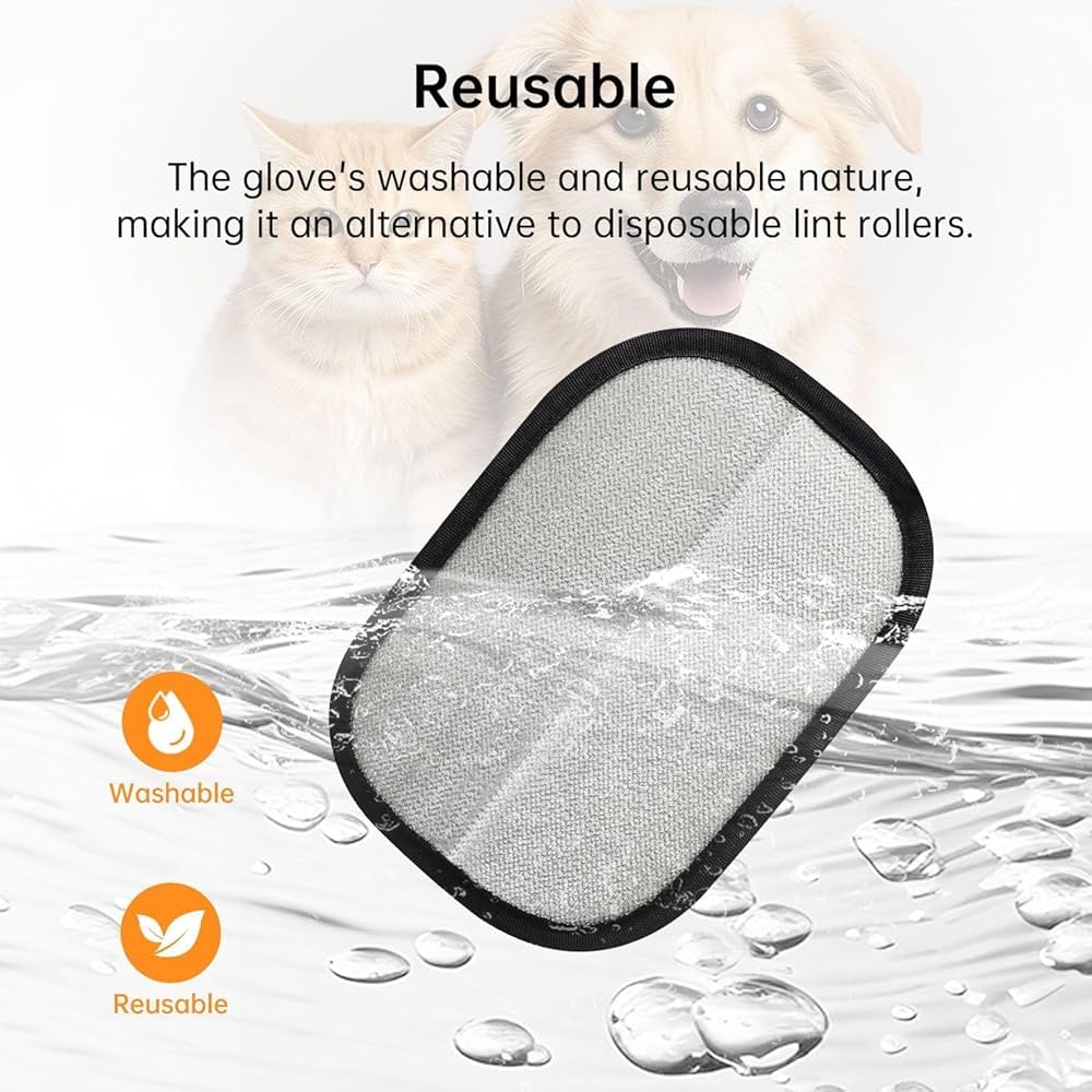 Pet Hair Removal Gloves, Static-Enhanced Pet Hair Removal Mitt, Reusable Grooming Mitt Cleaning Glove for Furniture, Carpets, Car Seats & Gentle Massage for Dogs Cats (23.5x18cm)