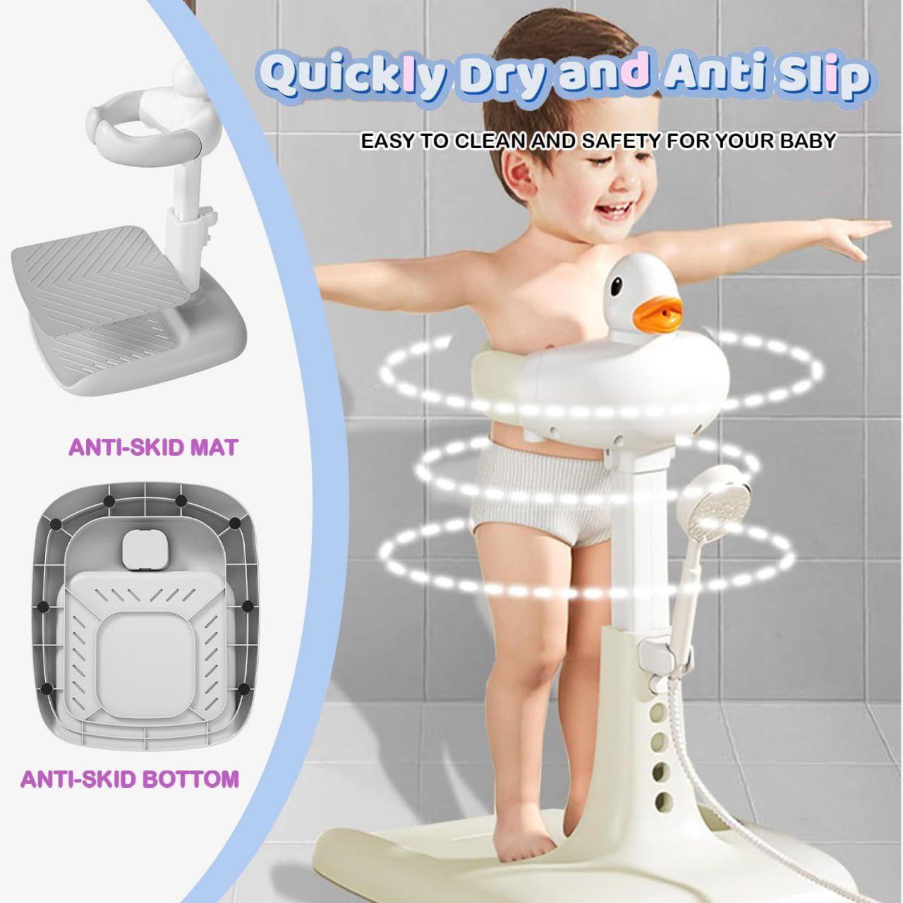 Adjustable Baby Shower Stand with Anti-Slip Base, Baby Bath With Stand, 6-36 Months Toddler Shower Standing Support, Bath Shower Standing Support, Easy Setup, Safe Design