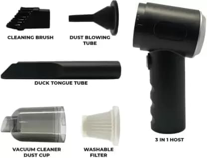 Car Vacuum Cleaner 3 in 1 with 3 Attachments & Blower | Cordless Handheld Vacuum Cleaner for Wet & Dry Cleaning for Home/Office/Car/Keyboard/Travel/Sofa/Office